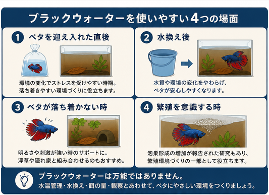 ベタとブラックウォーターの相性が良いと言われる理由｜論文から考える“落ち着きやすい水”の作り方
