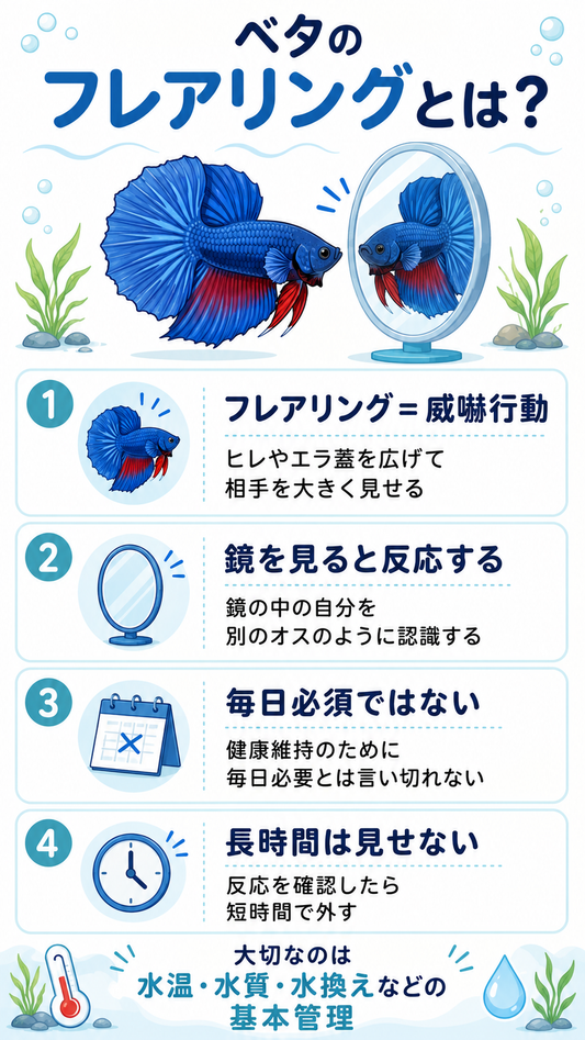 ベタのフレアリングは必要？鏡を見せる意味と注意点を論文から解説